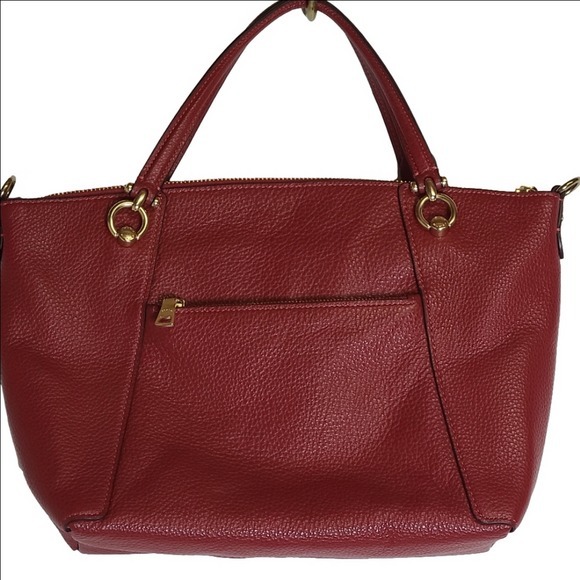 Coach Kacey Pebbled Leather Satchel Handbag Red Gold Hardware Crossbody - Picture 4 of 9